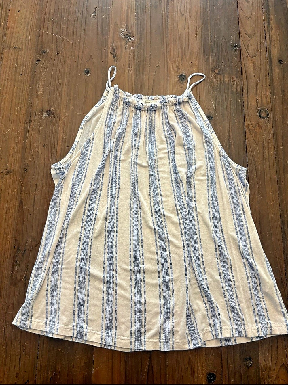 Skies Are Blue Striped High Neck Halter Tank Top - Size Large
